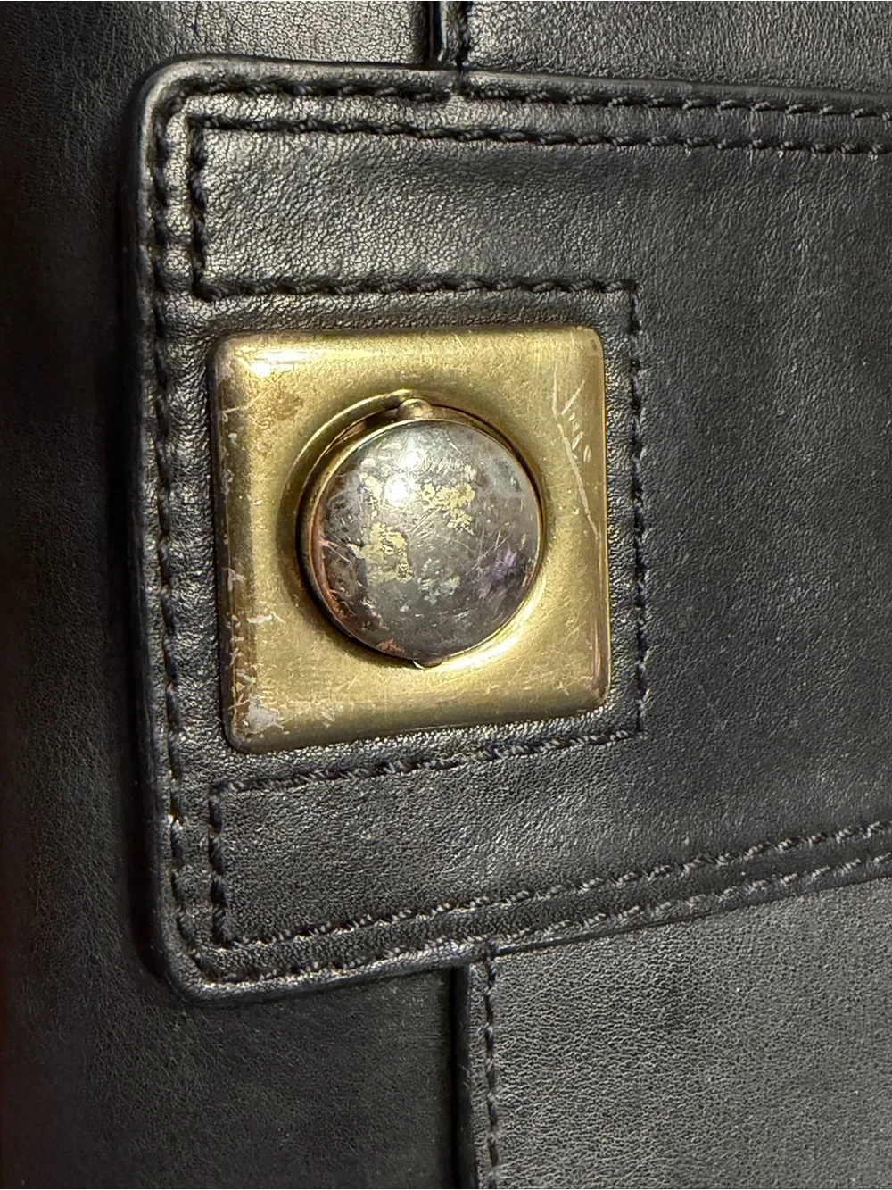 Banana Republic Classic Black Leather Clutch Wallet with Gold Accent